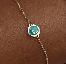 Load image into Gallery viewer, Fahad Turquoise Enameled Spirit, Yellow Gold Bracelet