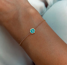 Load image into Gallery viewer, Turquoise Enameled Spirit, Yellow Gold Bracelet