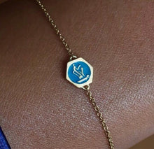 Load image into Gallery viewer, Ahmad Turquoise Enameled Spirit, Yellow Gold Bracelet