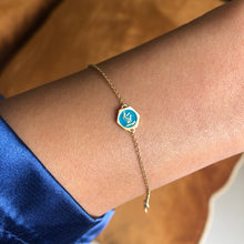 Load image into Gallery viewer, Ahmad Turquoise Enameled Spirit, Yellow Gold Bracelet