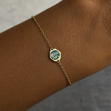 Load image into Gallery viewer, Turquoise Enameled Spirit, Yellow Gold Bracelet