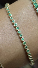 Load image into Gallery viewer, Bezel Round Emerald Tennis Bracelet
