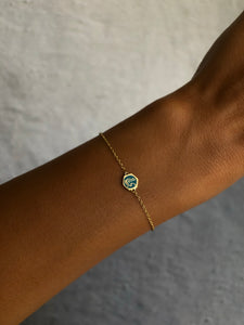 Turquoise Enameled Spirit, Yellow Gold Bracelet