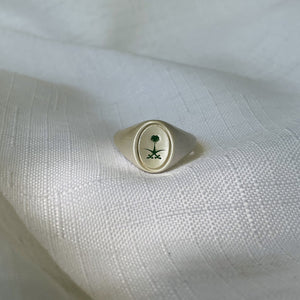 Tuwaiq Mountain green enameled ring