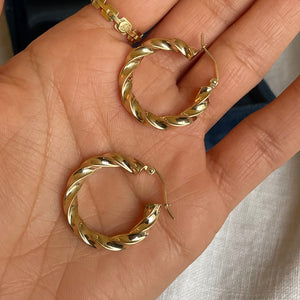 Light Gold Twisted Hoops