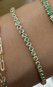 Bezel Round Emerald Tennis Bracelet