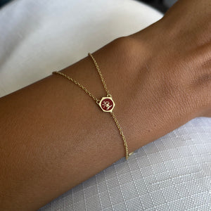 Alanoud Rouge Enameled Bracelet, Arabic Spirit Name