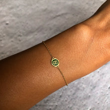 Load image into Gallery viewer, Njoud Green Enameled Spirit, Yellow Gold Bracelet
