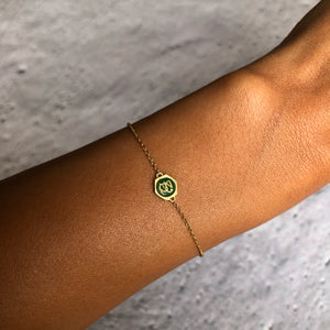 Njoud Green Enameled Spirit, Yellow Gold Bracelet